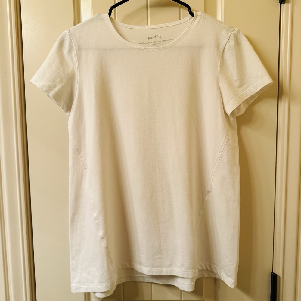 Pure Jill Fit Progress Tee XS White Pima Cotton Stretch Short Sleeve Athleisure